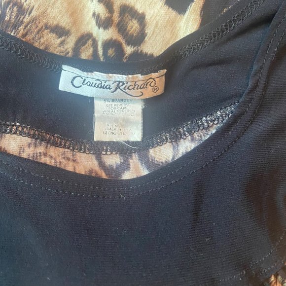 Claudia Richard black and brown leopard print blouse size M - Picture 3 of 8
